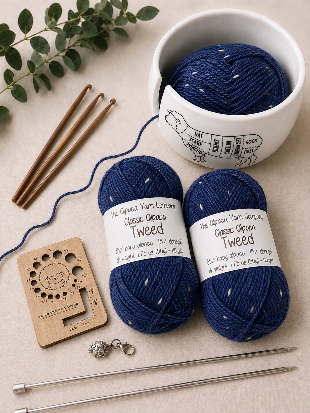 The Alpaca Yarn Company Classic Alpaca Tweed Woad DK Yarn Lot of 3